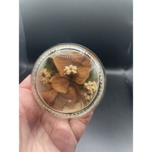 Vintage Flower Glass Paperweight